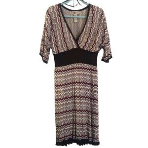 Vintage Roulette Chevron Knit Midi Dress Size Large